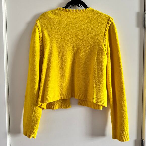J. Crew Yellow Odette Cardigan Knitted Rib Hem Button Pocket Long Sleeve Sz XL - Picture 5 of 5